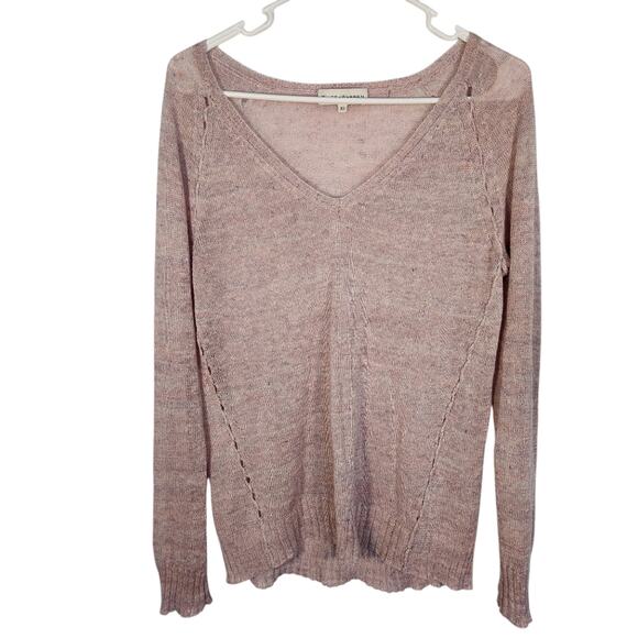 White + Warren Linen Lightweight V Neck‎ Multicolor Pink Sweater XS Cozycore - Picture 1 of 7